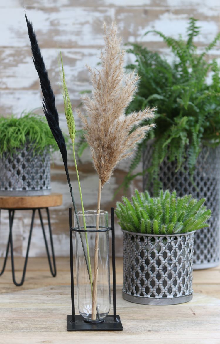 Cylindervas i metallhållare 17,5 cm hög (4 st.) [IFS-29234]