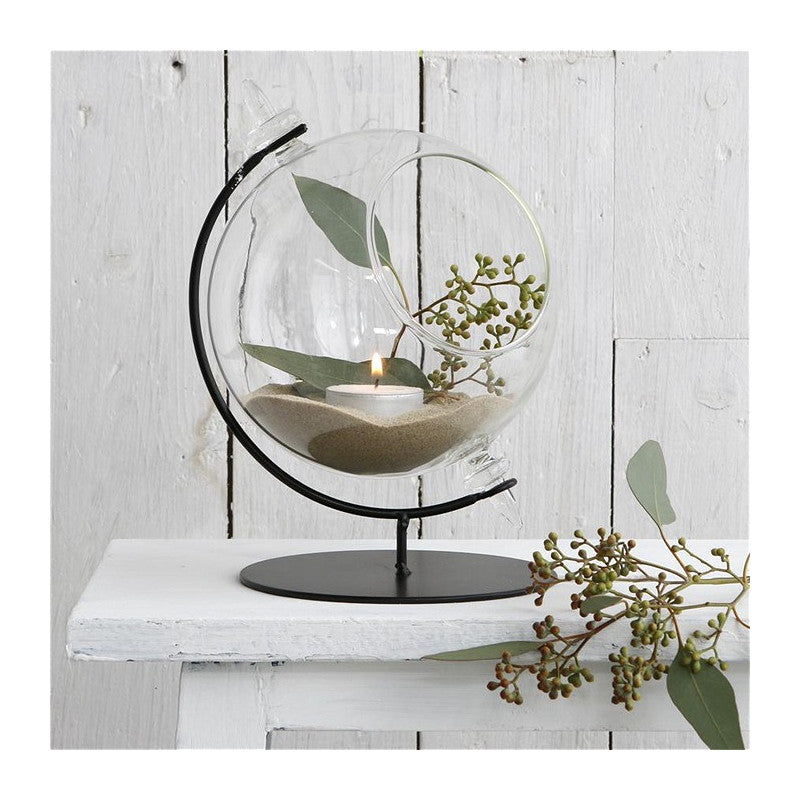 Glaskula för värmeljus med ställ Ø 15 cm, H. 21 cm - 1 st