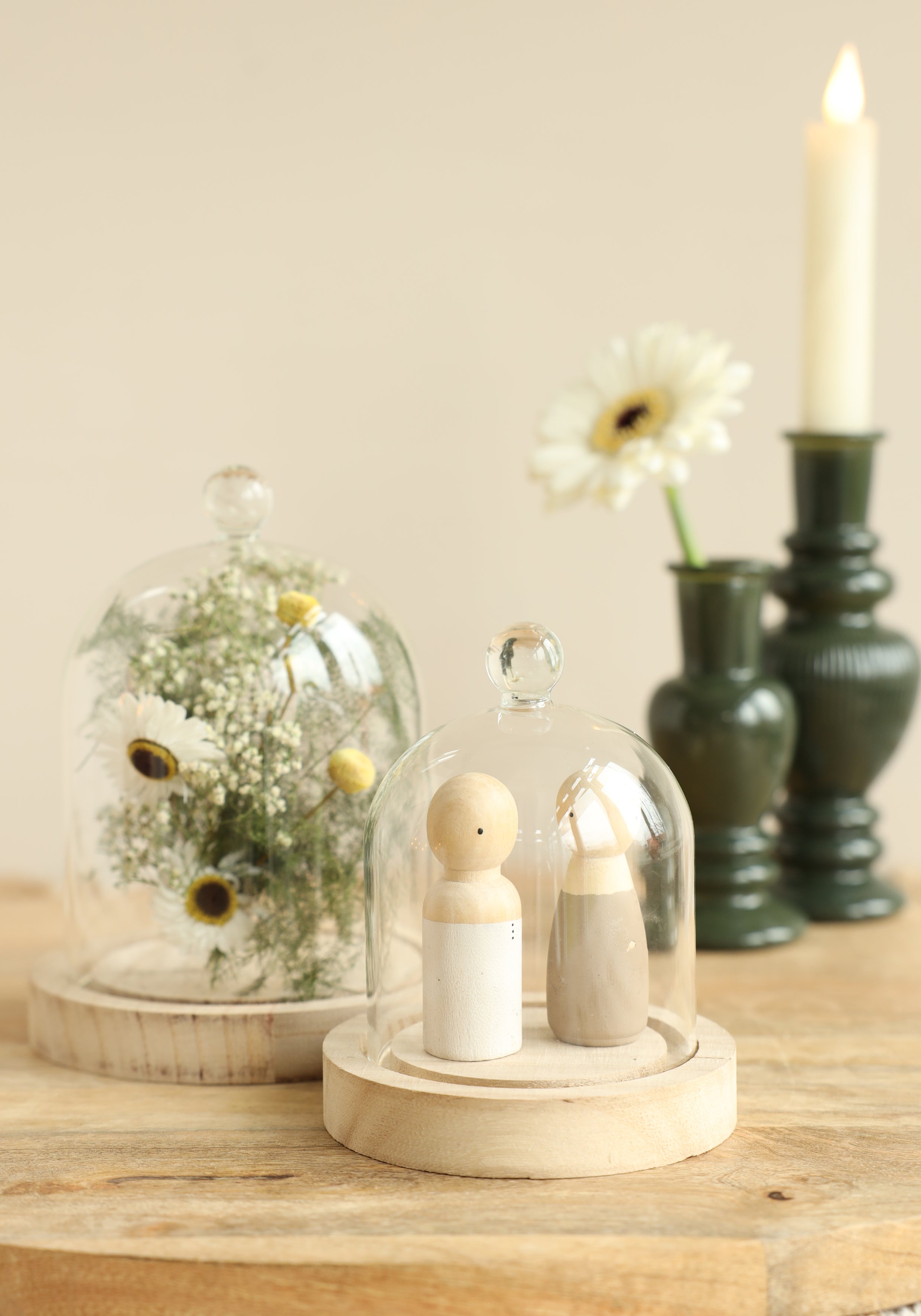 Glaskupa med glasknopp med träbas Ø12 h.15 cm (1 st) [IFS-29312]