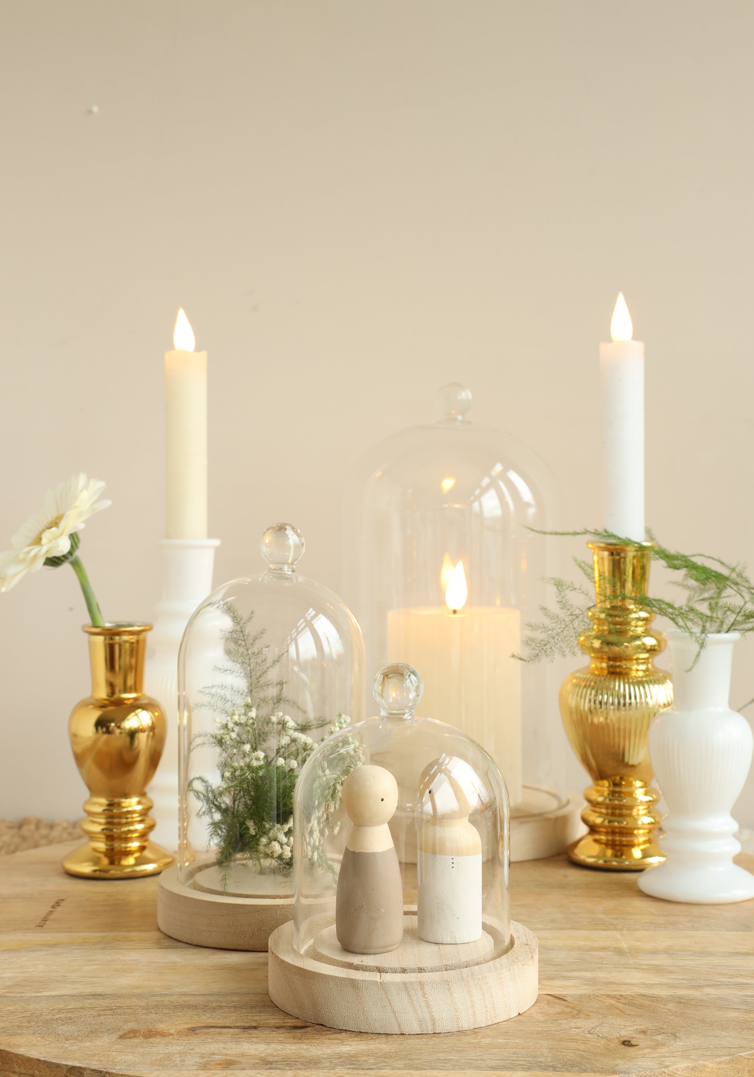 Glaskupa med glasknopp med träbas Ø10 h.12 cm (1 st) [IFS-29311]