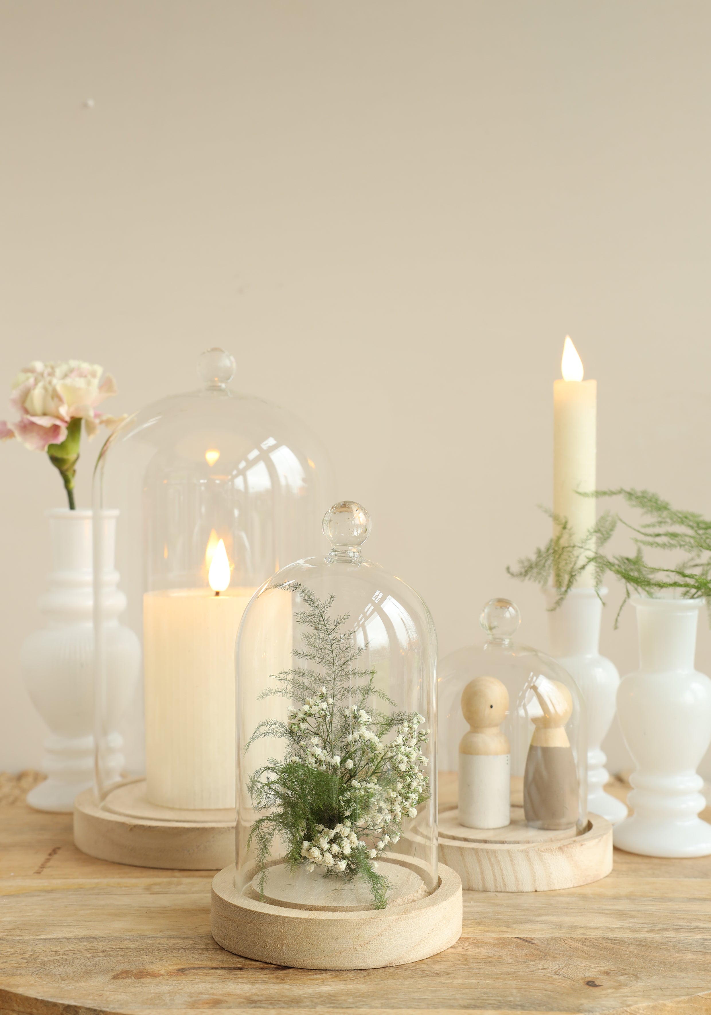 Glaskupa med glasknopp med träbas Ø10 h.12 cm (1 st) [IFS-29311]