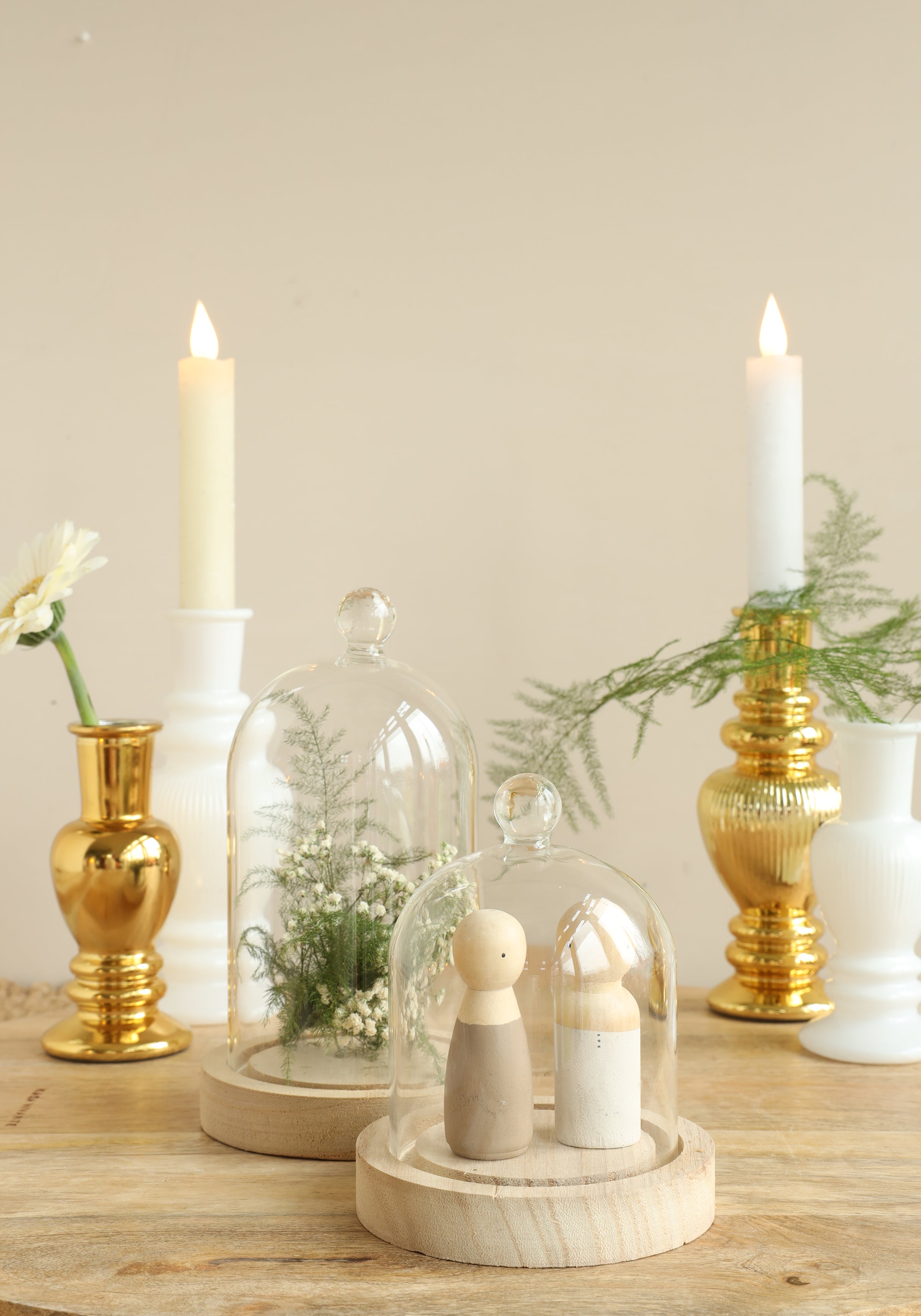 Glaskupa med glasknopp med träbas Ø12 h.18 cm (1 st) [IFS-29313]