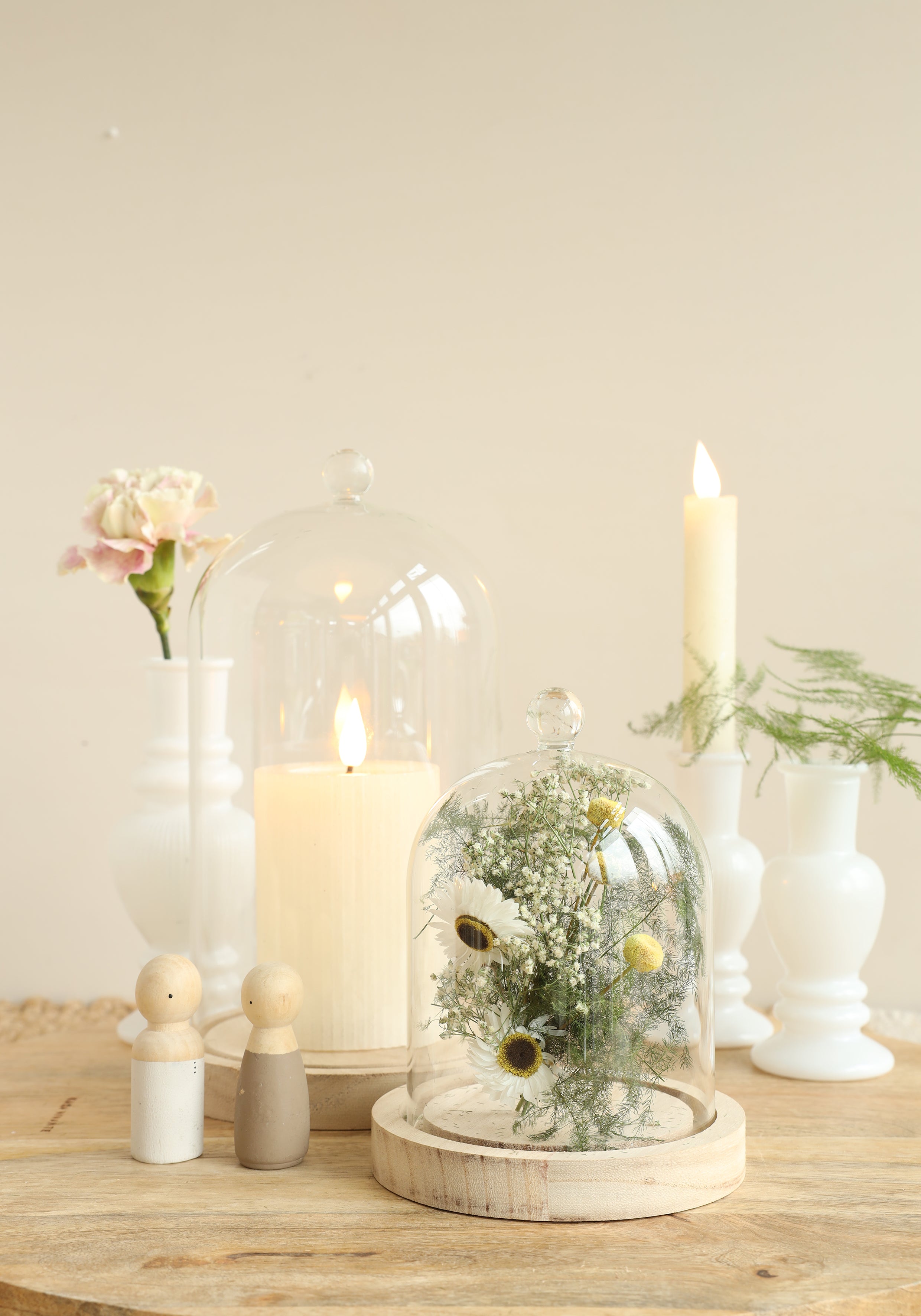 Glaskupa med glasknopp med träbas Ø12 h.15 cm (1 st) [IFS-29312]