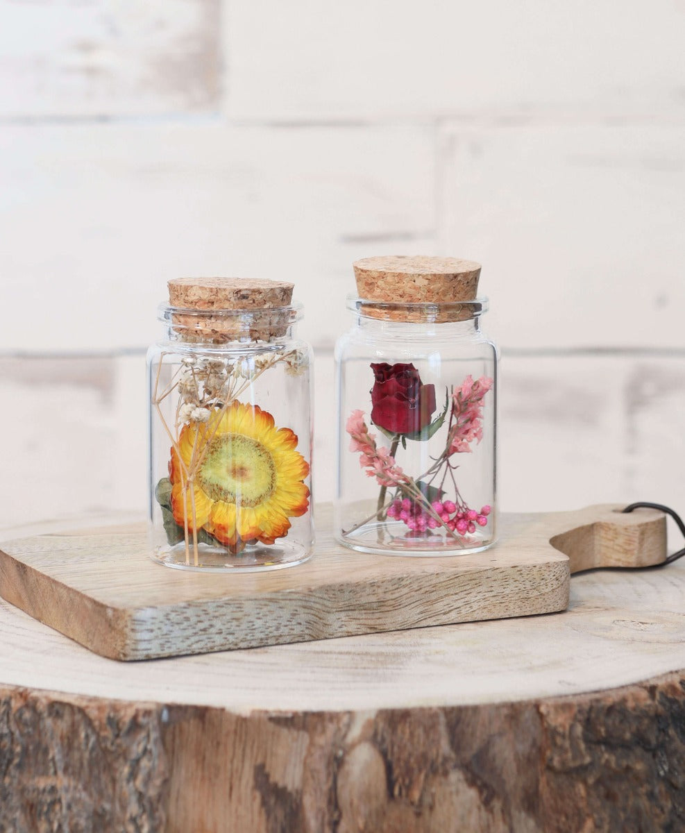 Glasrör med 2 olika torkade blommor Ø4,5 cm (12 st.) [IFS-29345]