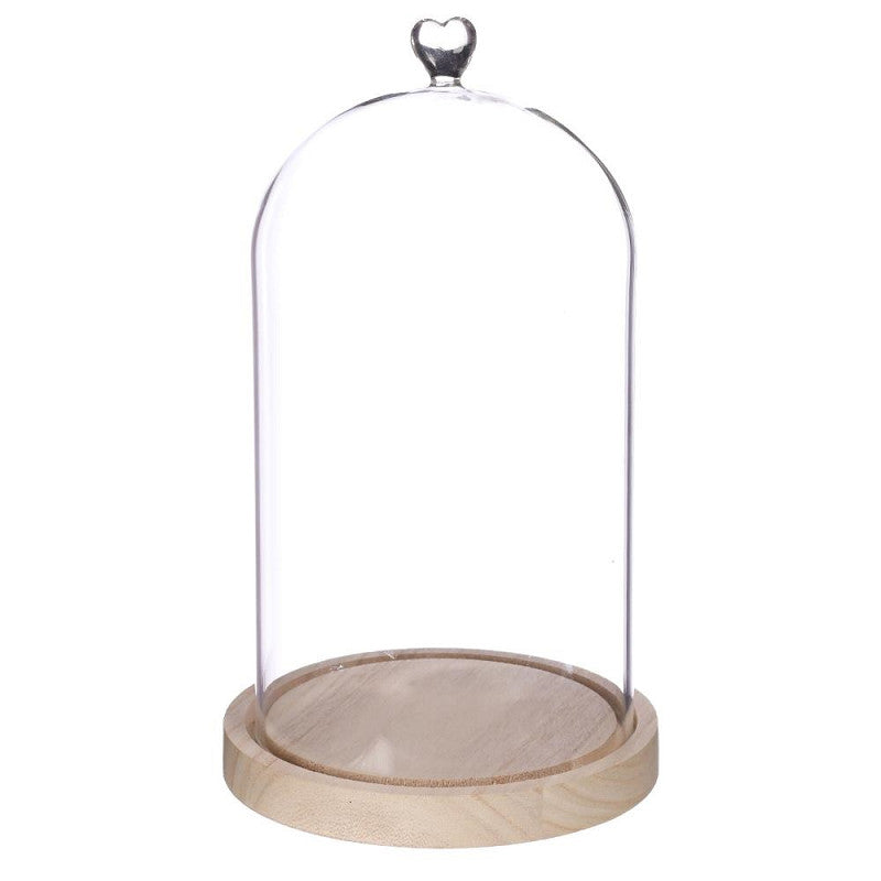 Glaskupa med hjärtformad träbas Ø 17 cm, H. 30 cm - 1 st