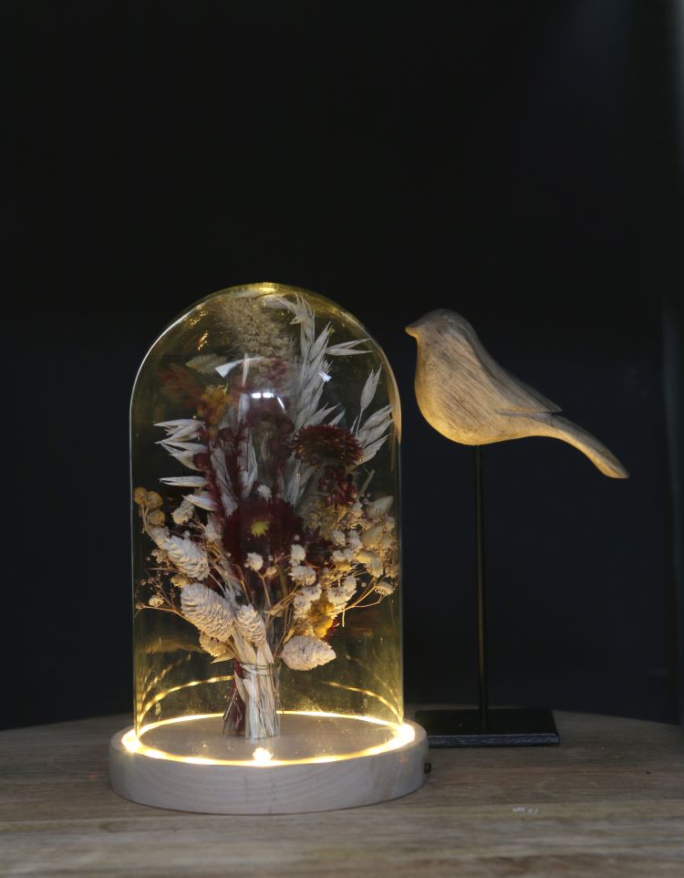 LED-stolp i glas med träfot Ø14cm (1 st.) [IFS-29494]