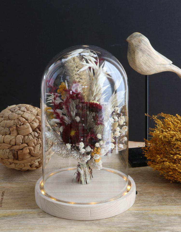 LED-stolp i glas med träfot Ø14cm (1 st.) [IFS-29494]