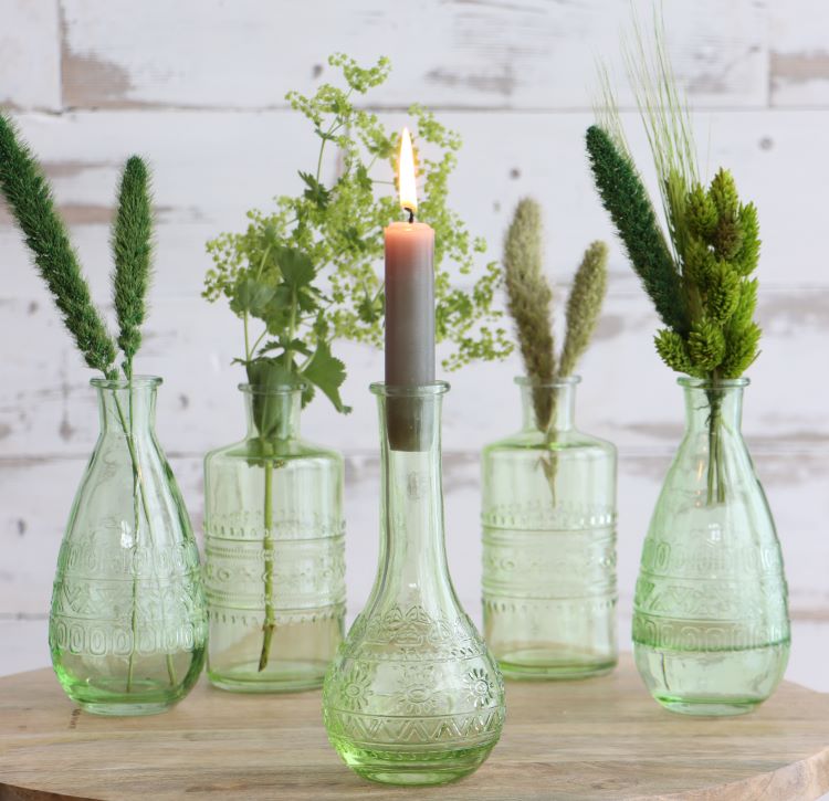 Blomstervas Rom Ø7,5 cm och 16 cm hög Grön (12 st.) [IFS-29735]