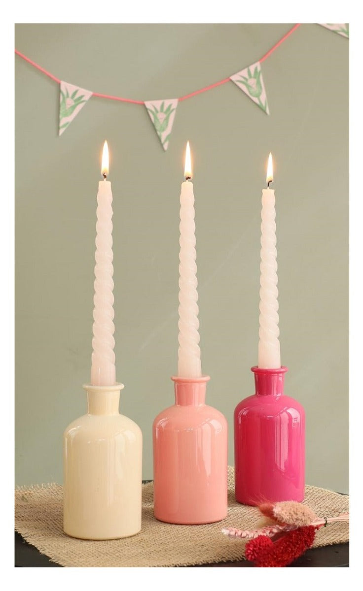 Glasflaskor Ø7 h: 12 cm Upplåning Rosa (12 st) [IFS-29806]