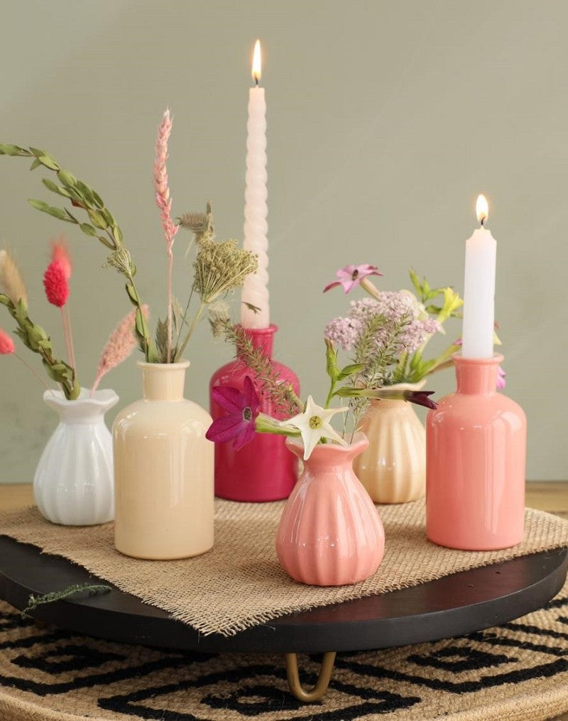 Glasflaskor Ø7 h: 12 cm Upplåning Rosa (12 st) [IFS-29806]