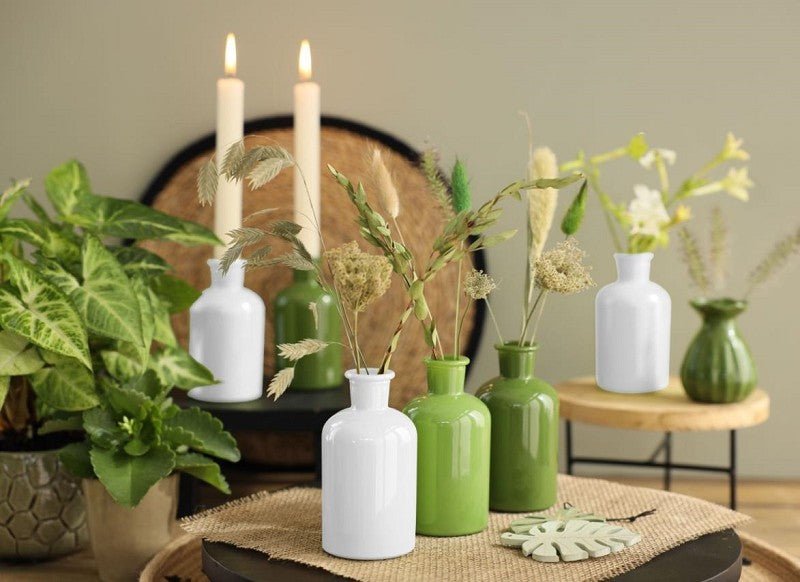 Glasflaskor Ø7 h: 12 cm Upplåning Grön (12 st) [IFS-29807]