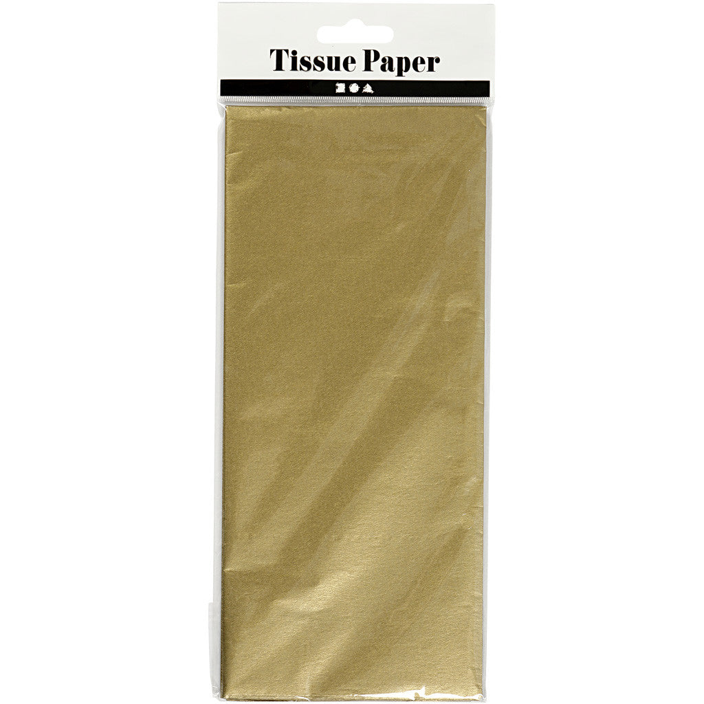 Silkespapper, ark 50x70 cm, 17 g, guld, 6 ark/ 1 förp. [HOB-200891]