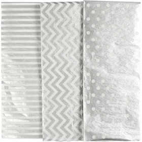 Silkespapper, ark 50x70 cm, 17 g, silver, 6 ark/ 1 förp. [HOB-200893]