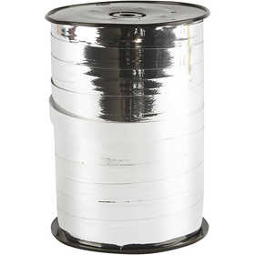 Presentsnöre, B: 10 mm, blank, metallsilver, 250 m/ 1 rl. [HOB-20222]