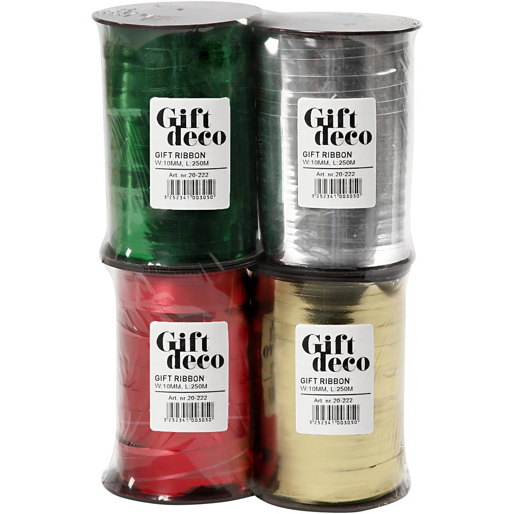 Presentsnöre, B: 10 mm, blank, 4x250 m/ 1 förp. [HOB-20225]