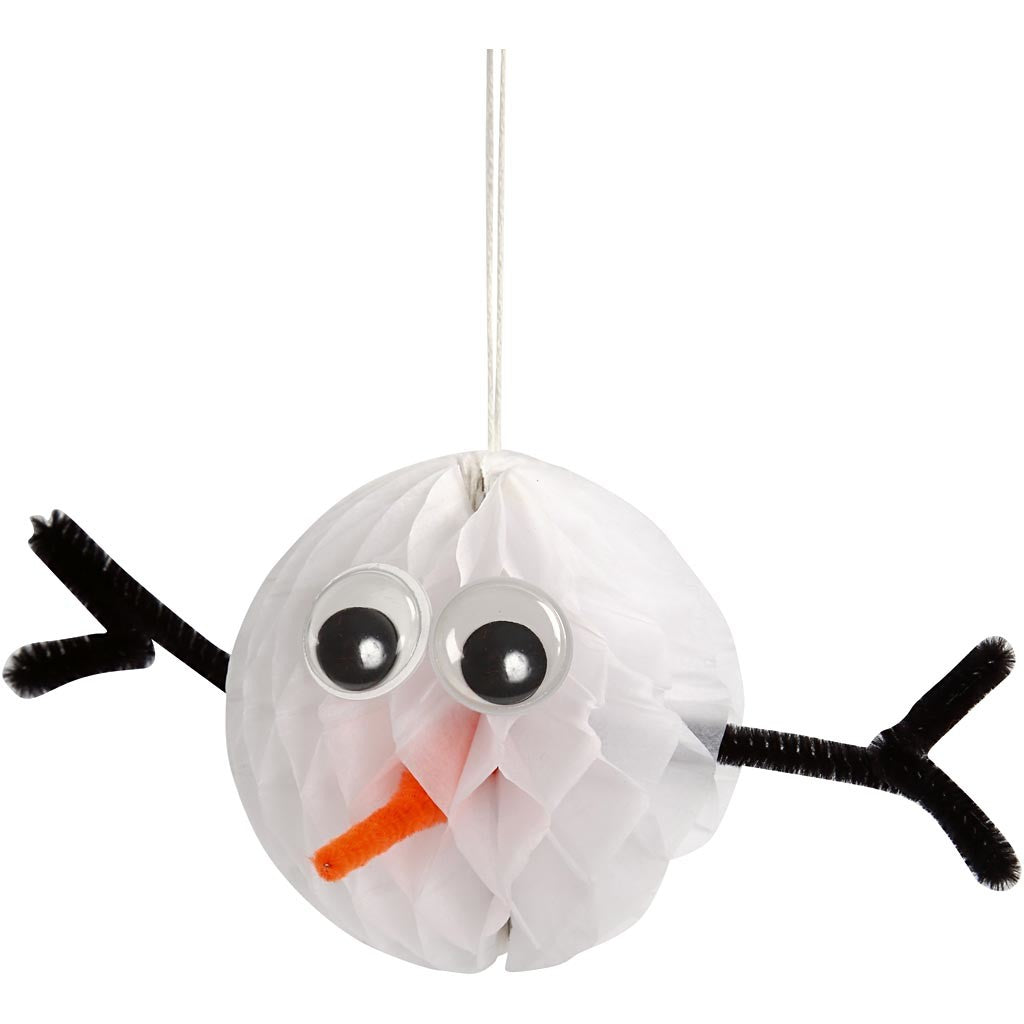 Pappersdekoration, Dia. 8 cm, vit, 10 st./ 1 förp. [HOB-20463]