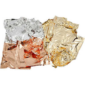 Slagmetall, ark 16x16 cm, koppar, guld, silver, 3x50 ark/ 1 förp. [HOB-20477]