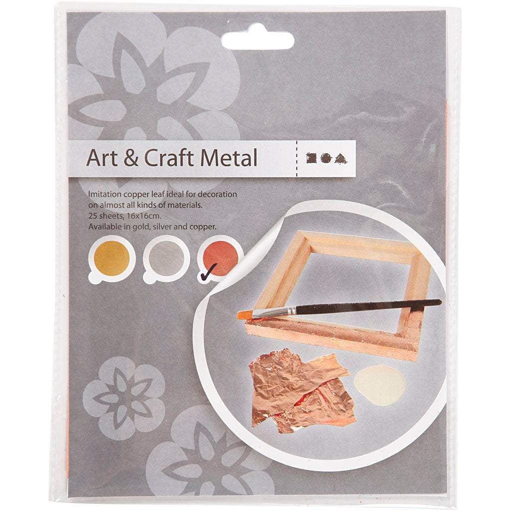 Slagmetall, ark 16x16 cm, koppar, 0,625 m2, 25 ark/ 1 förp. [HOB-20485]