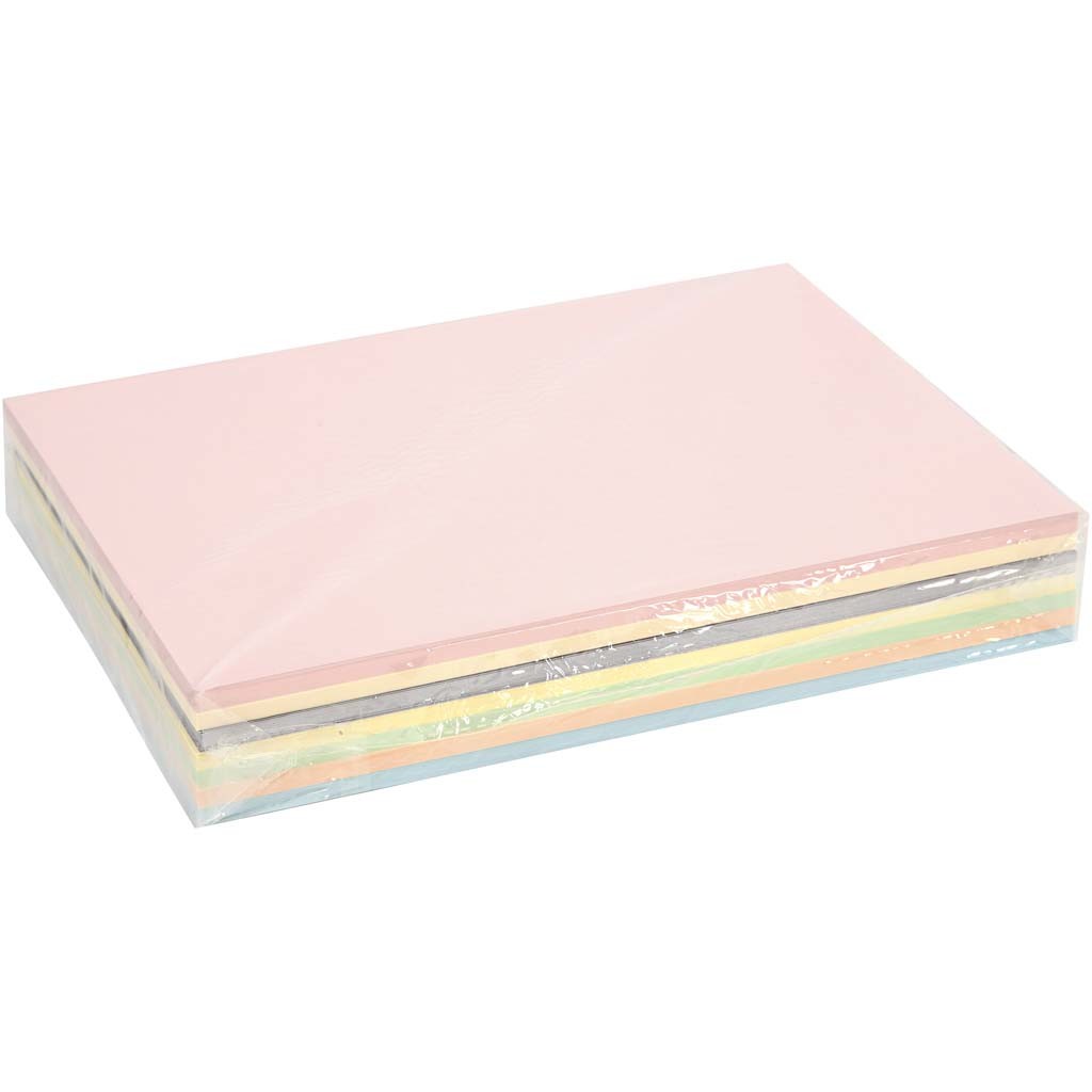 Pastellkartong, A4, ark 210x297 mm, 160 g, pastellfärger, 210 mix. ark/ 1 förp. [HOB-20550]