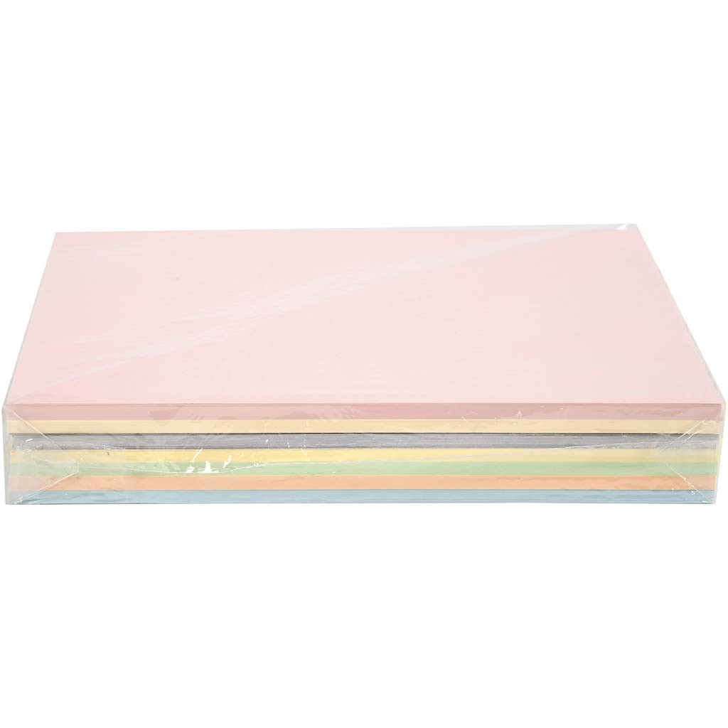 Pastellkartong, A4, ark 210x297 mm, 160 g, pastellfärger, 210 mix. ark/ 1 förp. [HOB-20550]