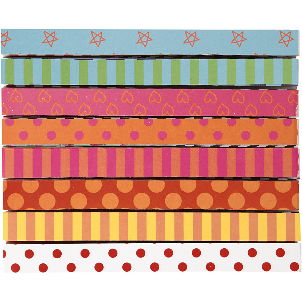 Girlangstrimlor med tryck, Mönstrade, L: 16 cm, B: 15 mm, 2400 st./ 1 förp. [HOB-20783]