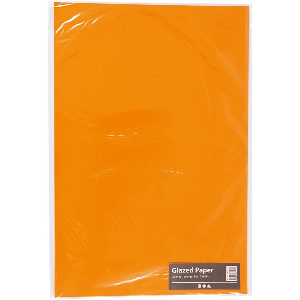 Glanspapper, ark 32x48 cm, 80 g, orange, 25 ark/ 1 förp. [HOB-20842]