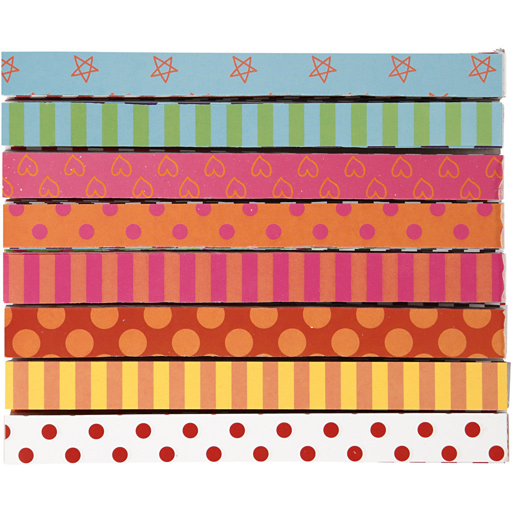 Girlangstrimlor med tryck, Mönstrade, L: 16 cm, B: 15 mm, 400 st./ 1 förp. [HOB-20873]