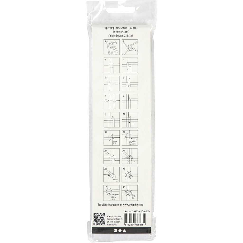 Stjärnstrimlor, L: 45 cm, B: 15 mm, Dia. 6,5 cm, vit, 100 strimlor/ 1 förp. [HOB-209330]