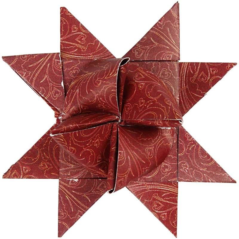 Stjärnstrimlor, L: 44+78 cm, Dia. 6,5+11,5 cm, B: 15+25 mm, röd, vit, 60 strimlor/ 1 förp. [HOB-22248]