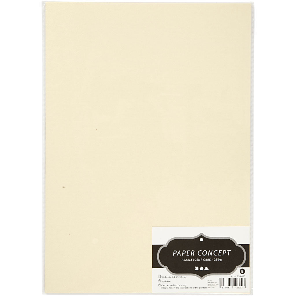 Pearl kartong, A4, ark 210x297 mm, 250 g, beige pärlemor, 10 ark/ 1 förp. [HOB-224610]