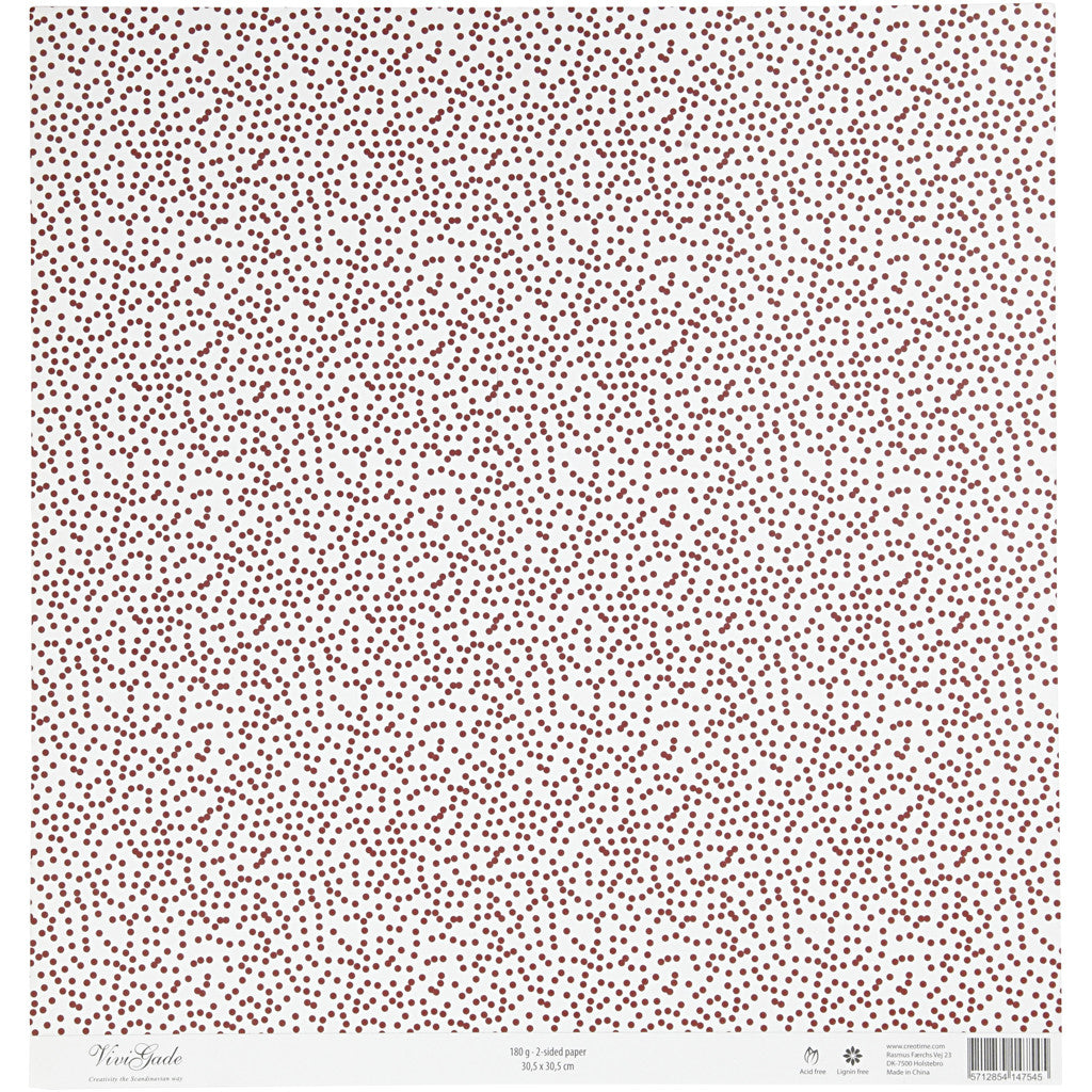 Designpapper, snöflingor & prickar, ark 30,5x30,5 cm, 180 g, 5 ark/ 1 förp. [HOB-22522]