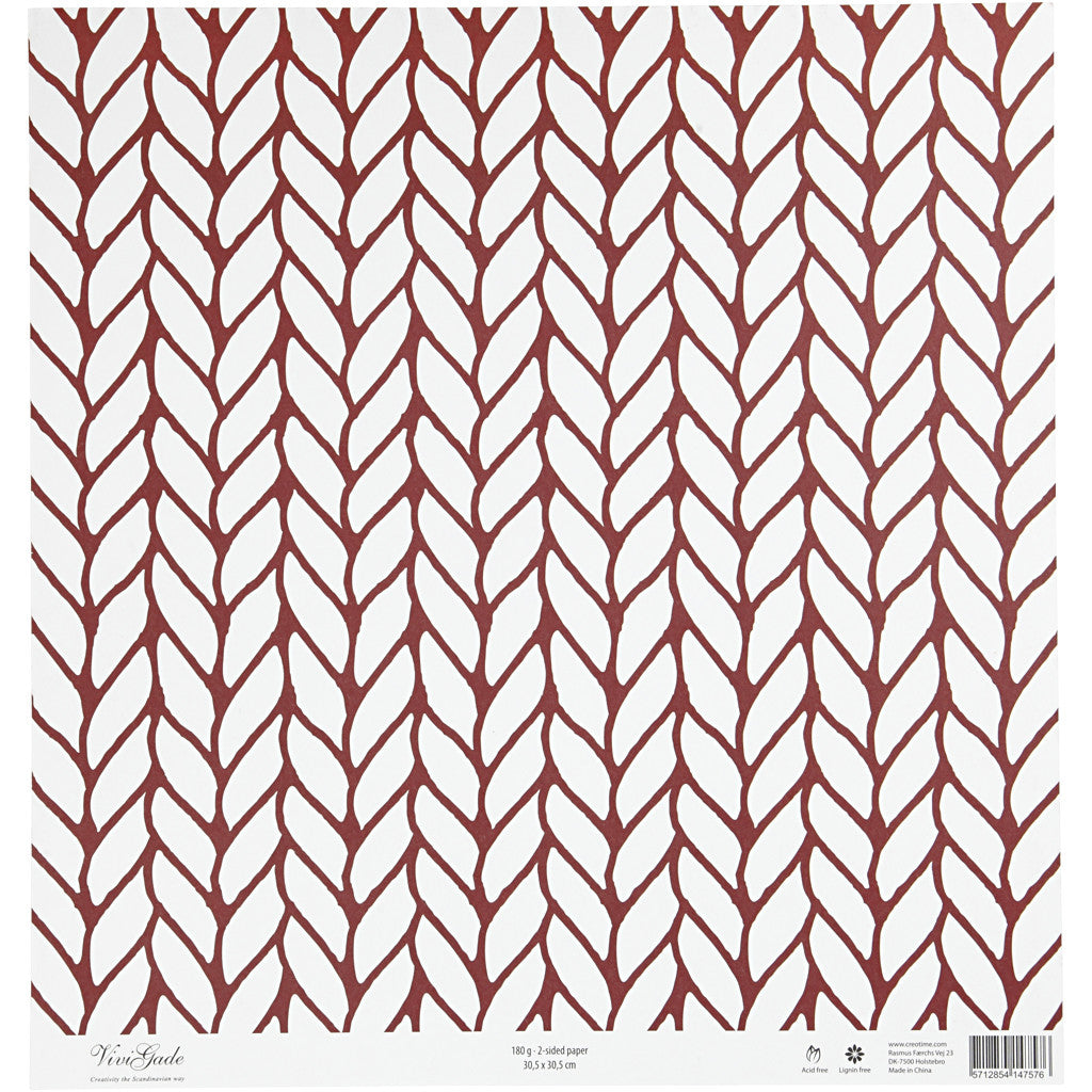 Designpapper, 'hygge' & stickning, ark 30,5x30,5 cm, 180 g, 5 ark/ 1 förp. [HOB-22525]