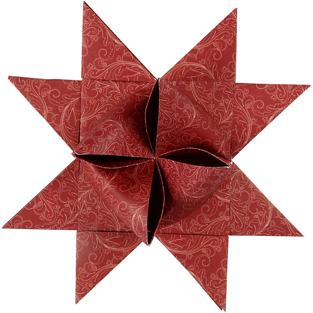 Stjärnstrimlor, L: 100 cm, Dia. 18 cm, B: 40 mm, röd, vit, 40 strimlor/ 1 förp. [HOB-22548]