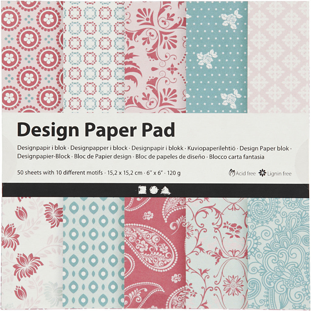 Designpapper, ark 15,2x15,2 cm, 120 g, rosa, 50 ark/ 1 förp. [HOB-225913]