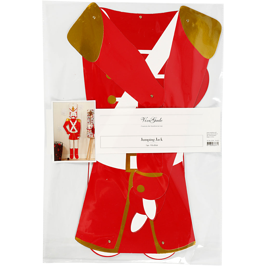 Nötknäpparen, H: 110 cm, B: 30 cm, 300 g, guld, röd, vit, 1 st. [HOB-22593]