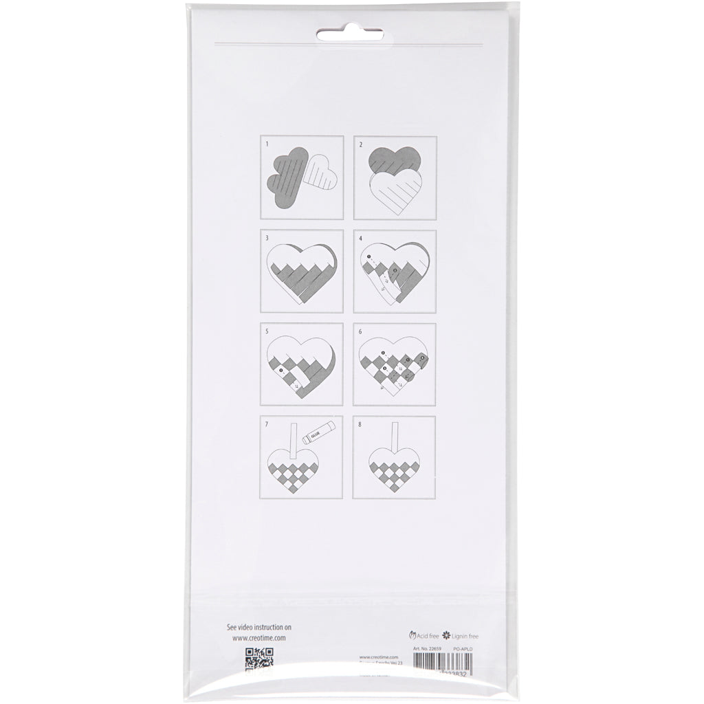 Flätade hjärtan, stl. 13,5x12,5 cm, röd, vit, 8 set/ 1 förp. [HOB-22659]