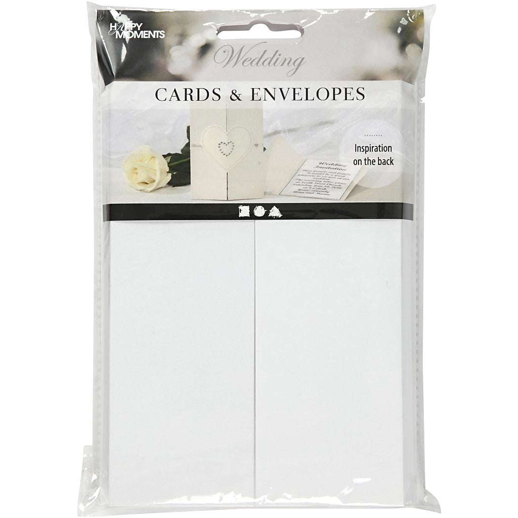 Pärlemorskort med kuvert, kortstl. 10,5x15 cm, kuvertstl. 11,5x16,5 cm, 230+120 g, vit, 10 set/ 1 förp. [HOB-23044]