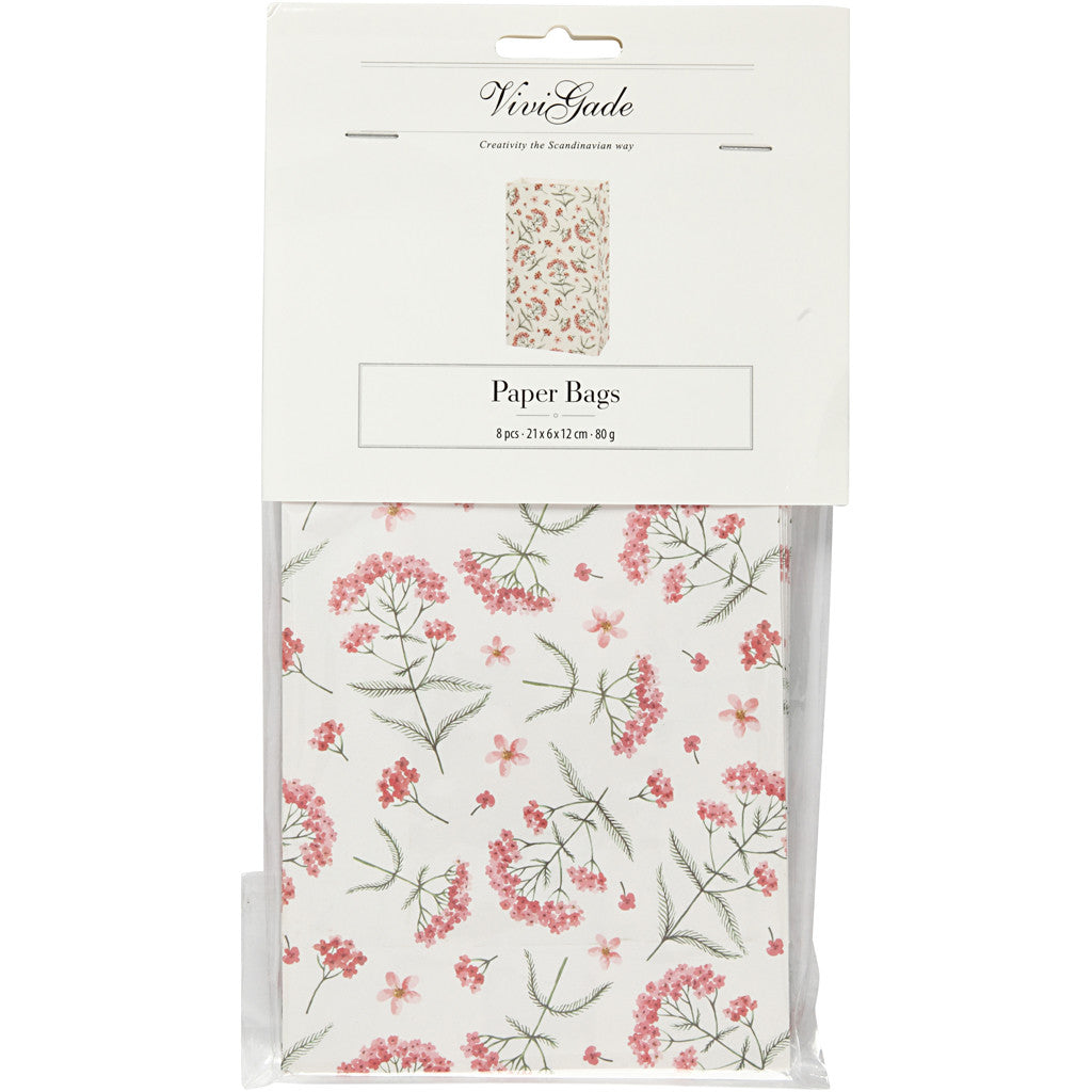 Papperspåsar, blommor, H: 21 cm, stl. 6x12 cm, 80 g, 8 st./ 1 förp. [HOB-231350]