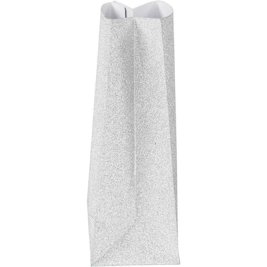 Papperspåsar, H: 17 cm, stl. 6x9 cm, 120 g, silver, 8 st./ 1 förp. [HOB-23137]