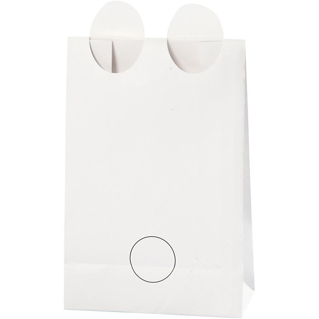 Papperspåsar, isbjörn, H: 18 cm, stl. 6x12 cm, 80 g, vit, 6 st./ 1 förp. [HOB-23181]