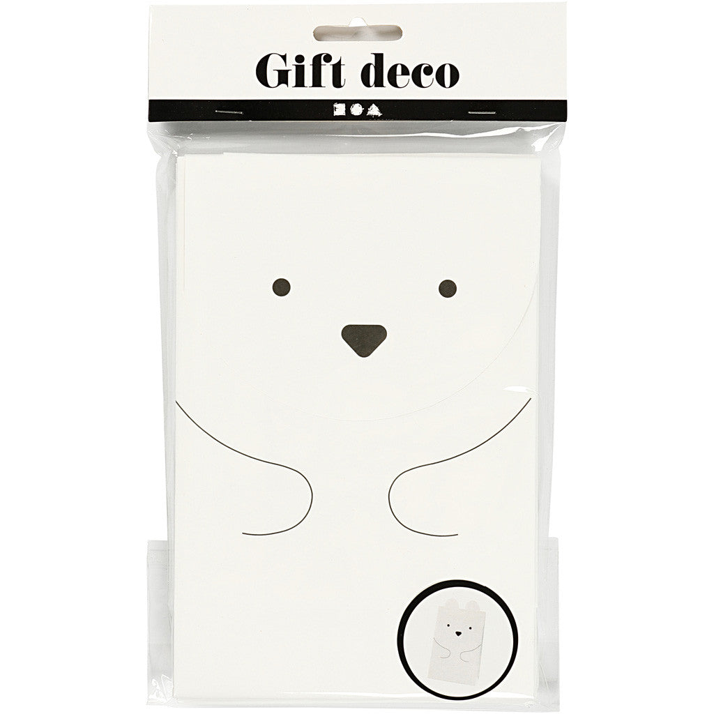 Papperspåsar, isbjörn, H: 18 cm, stl. 6x12 cm, 80 g, vit, 6 st./ 1 förp. [HOB-23181]