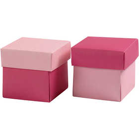 Presentaskar att vika, stl. 5,5x5,5 cm, 250 g, rosa, 10 st./ 1 förp. [HOB-233009]