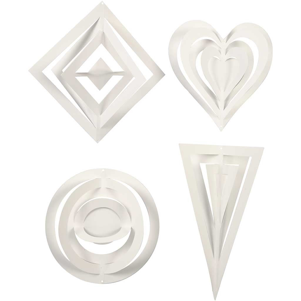3D-dekorationer, H: 18+22+24 cm, B: 15+18+22 cm, 230 g, vit, 16 st./ 1 förp. [HOB-23467]