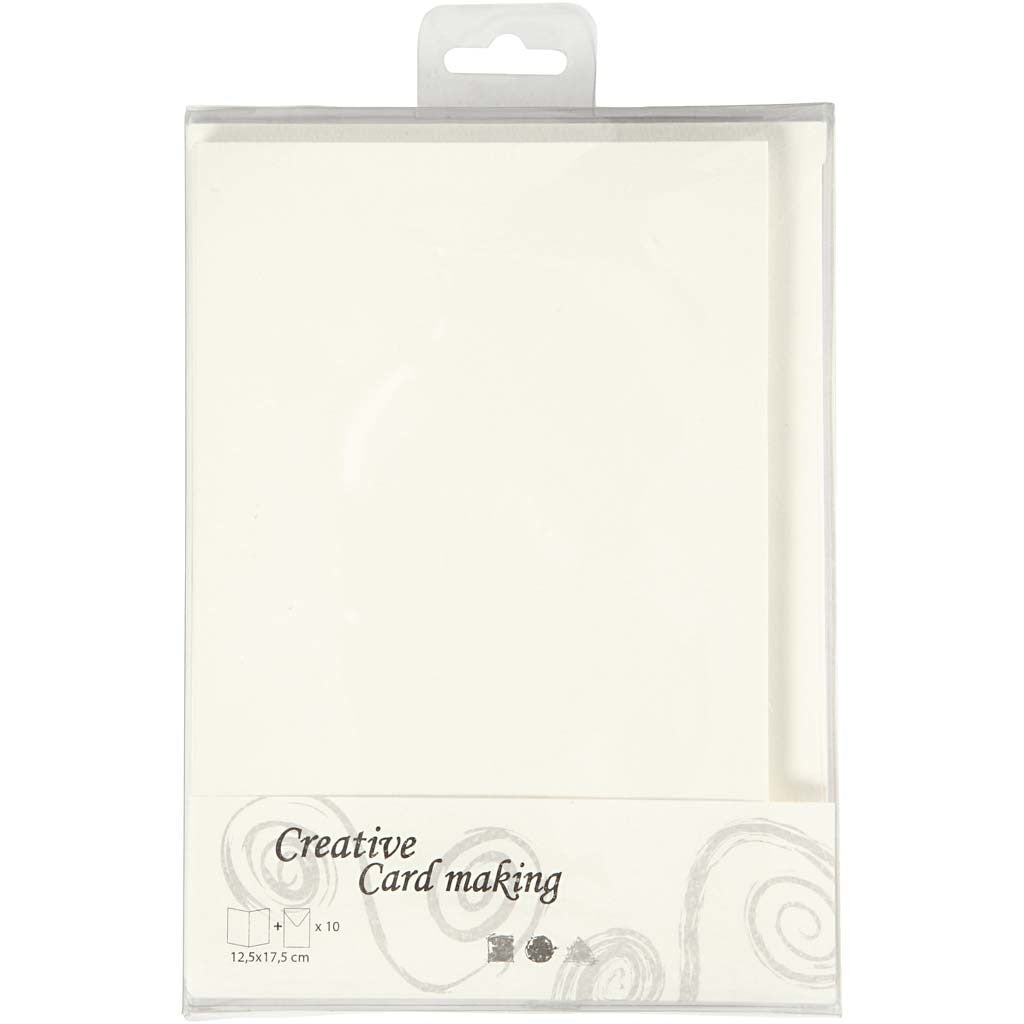 Brevkort, kortstl. 12,5x17,5 cm, kuvertstl. 14x19 cm, råvit, 10 set/ 1 förp. [HOB-23706]