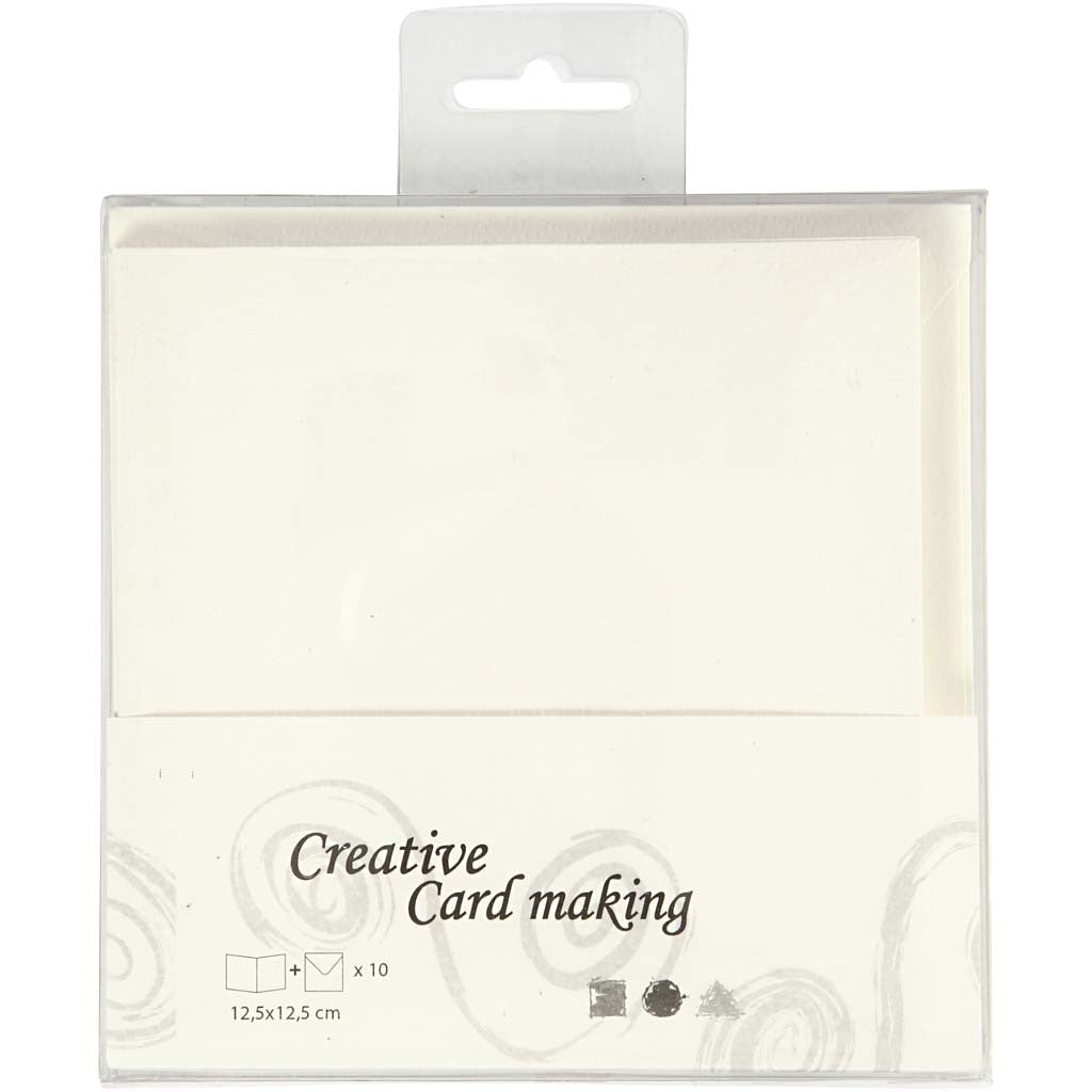 Brevkort, kortstl. 12,5x12,5 cm, kuvertstl. 13,5x13,5 cm, råvit, 10 set/ 1 förp. [HOB-23728]
