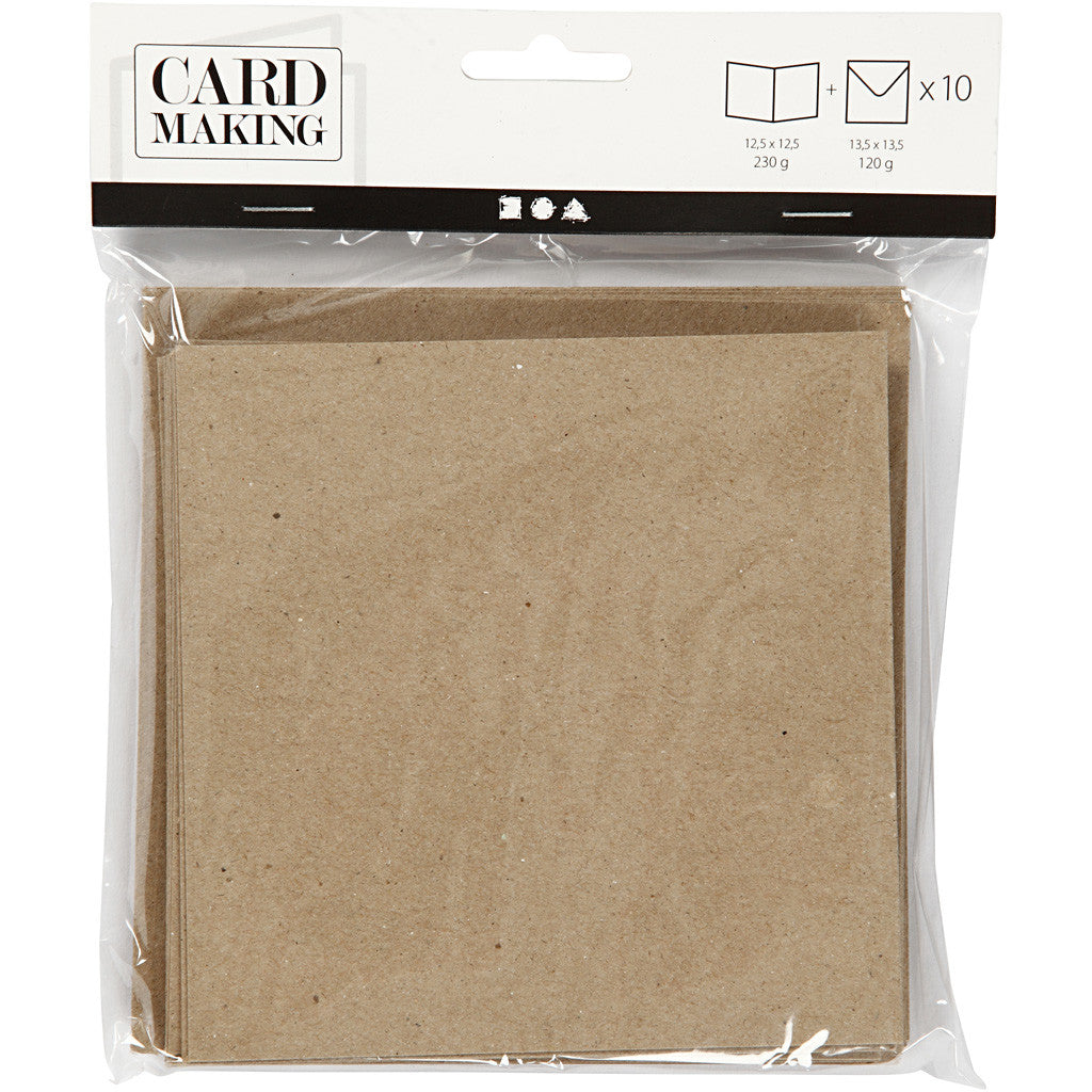 Brevkort, kortstl. 12,5x12,5 cm, kuvertstl. 13,5x13,5 cm, natur, 10 set/ 1 förp. [HOB-23732]