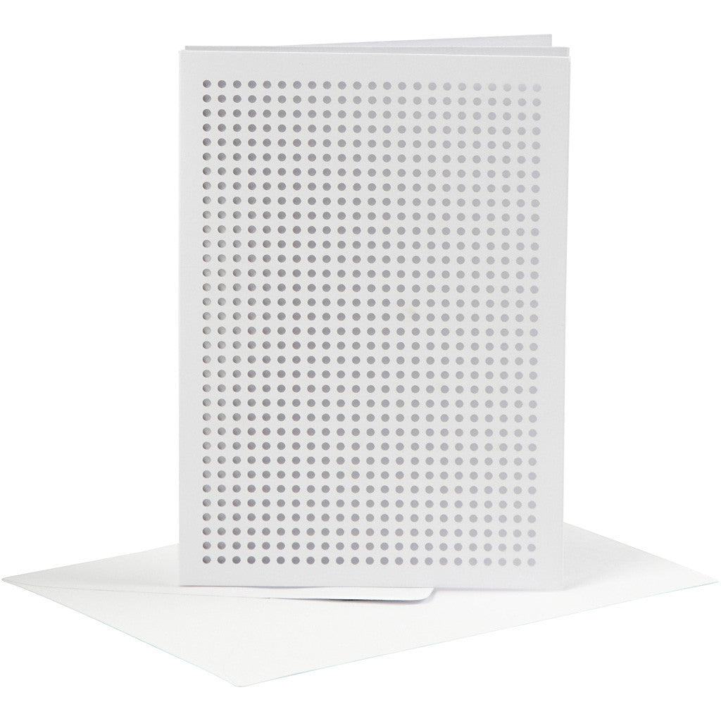 Kort till broderi, kortstl. 10,5x15 cm, kuvertstl. 11,5x16,5 cm, vit, 6 set/ 1 förp. [HOB-23901]