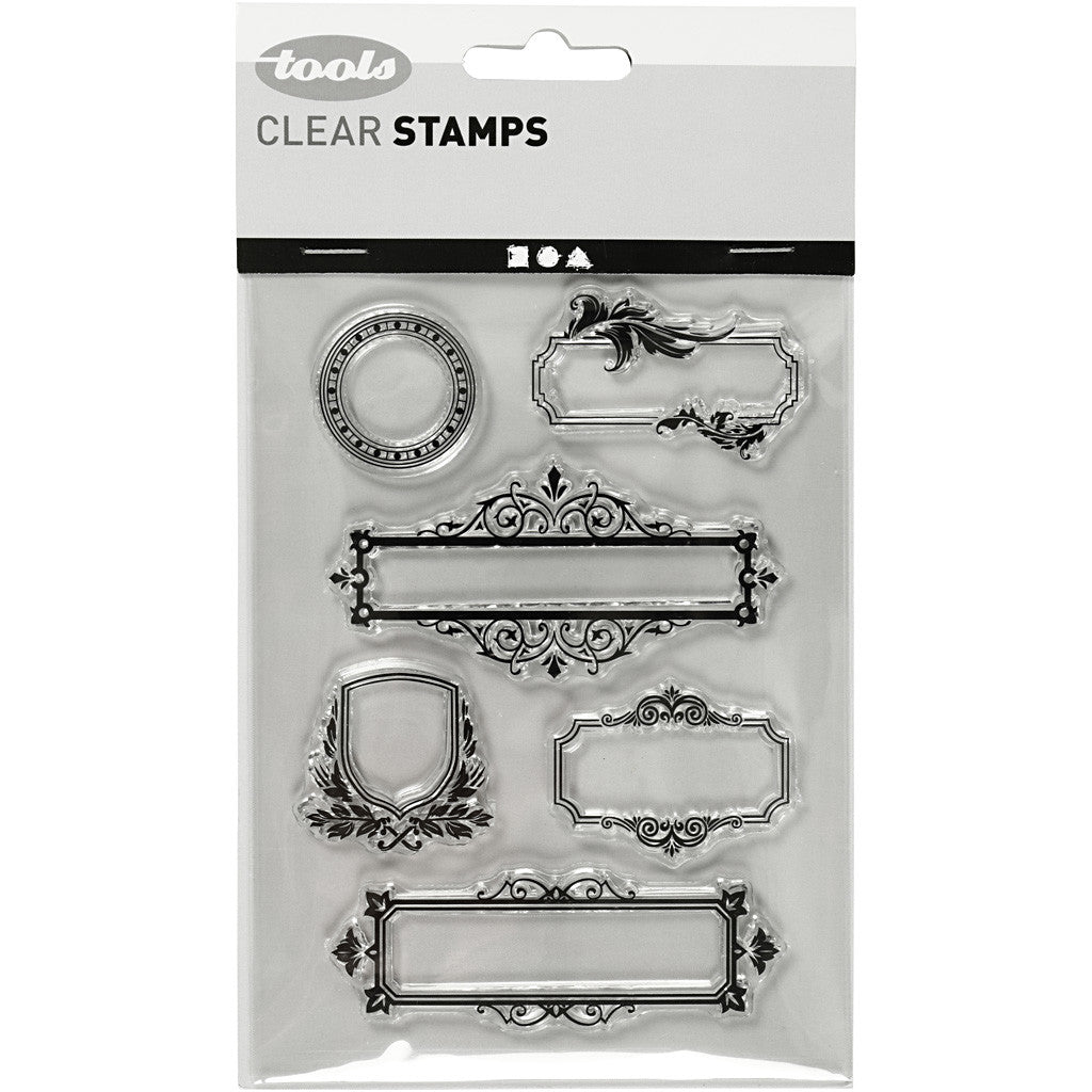 Clear Stamps, ramar med ornament, ark 11x15,5 cm, 1 ark [HOB-240020]