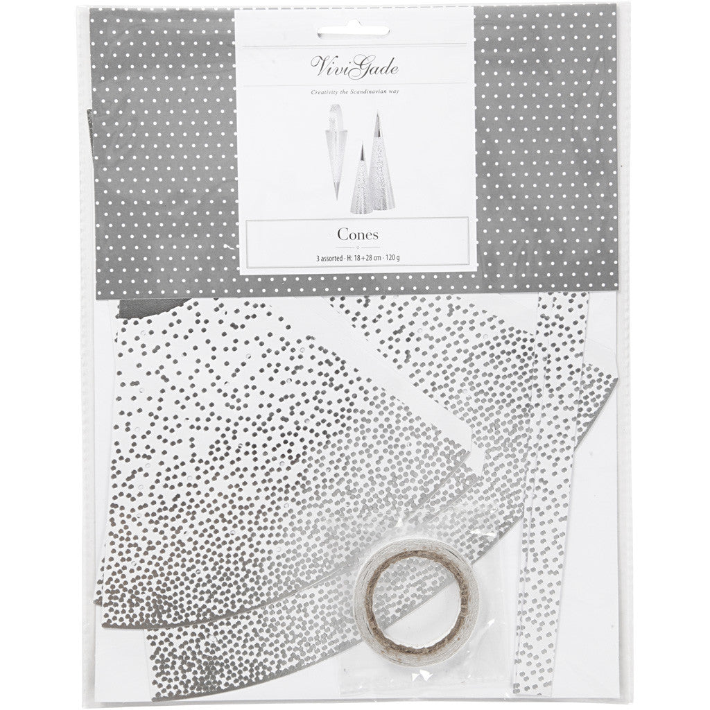 Strutar, H: 18+28 cm, 120 g, silver, vit, 3 st./ 1 förp. [HOB-24365]