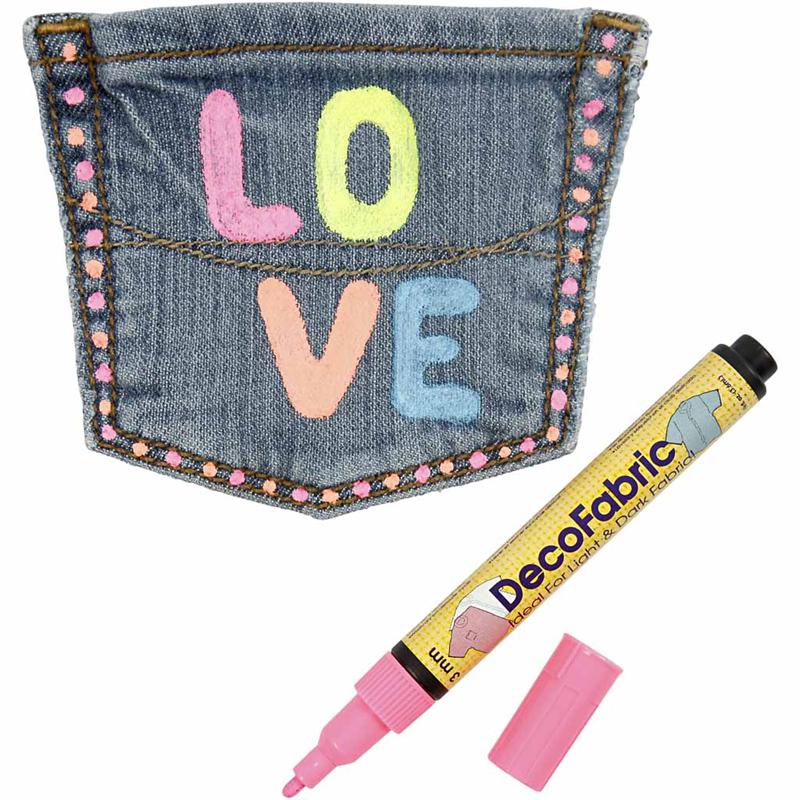 Deco Textilpennor, spets 3 mm, neonfärger, 6 st./ 1 förp. [HOB-25098]